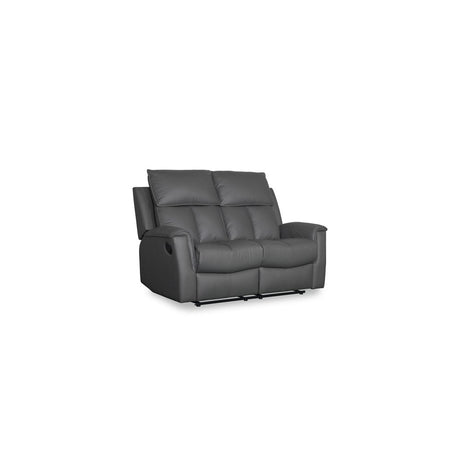 Bergamo Leather 2 Seater Recliner Sofa-Dark Grey