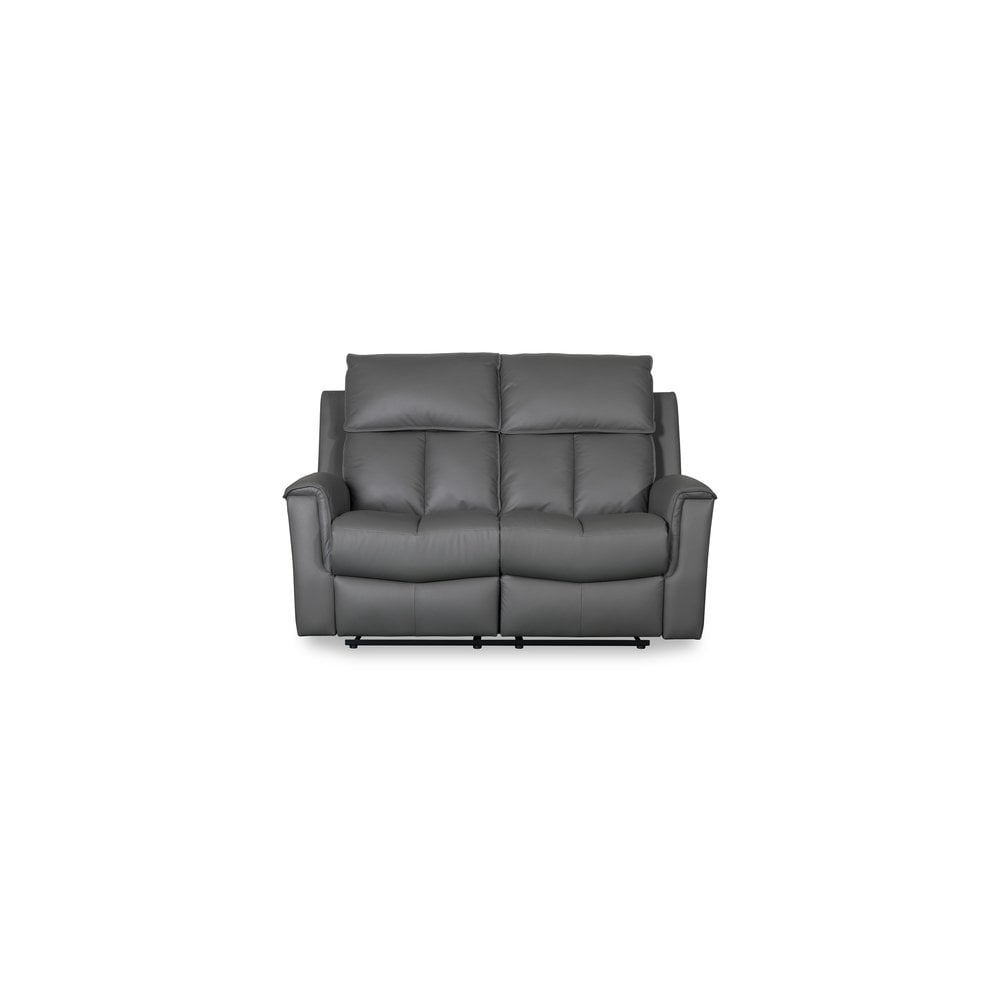 Bergamo Leather 2 Seater Recliner Sofa-Dark Grey