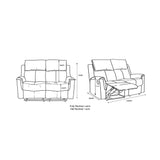Bergamo Leather 2 Seater Recliner Sofa-Dark Grey