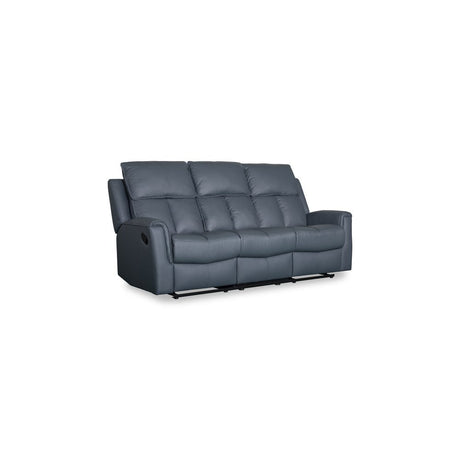 Bergamo Leather 3 Seater Recliner Sofa-Blue Grey