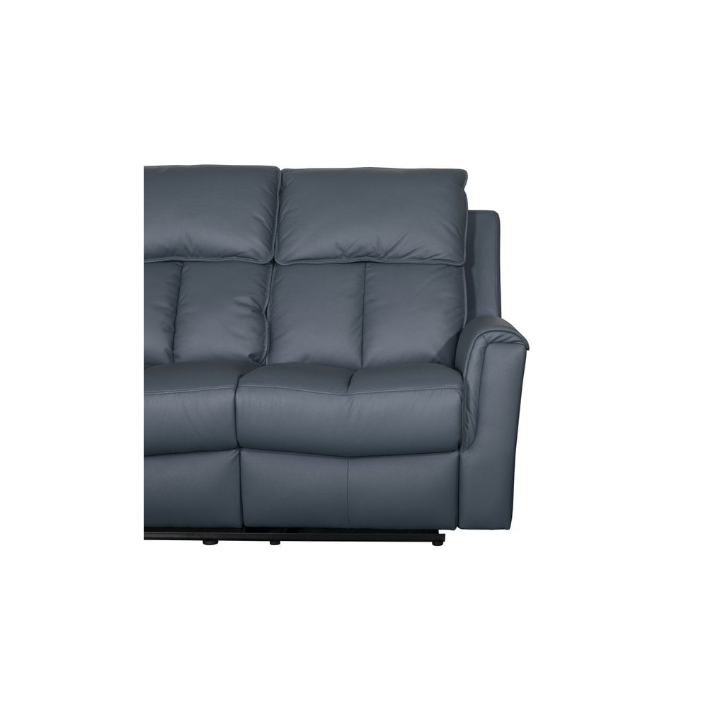 Bergamo Leather 3 Seater Recliner Sofa-Blue Grey