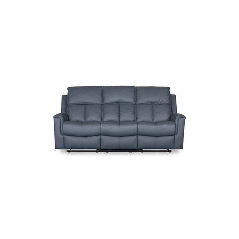Bergamo Leather 3 Seater Recliner Sofa-Blue Grey