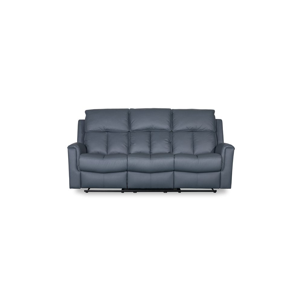 Bergamo Leather 3 Seater Recliner Sofa-Blue Grey