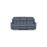 Bergamo Leather 3 Seater Recliner Sofa-Blue Grey