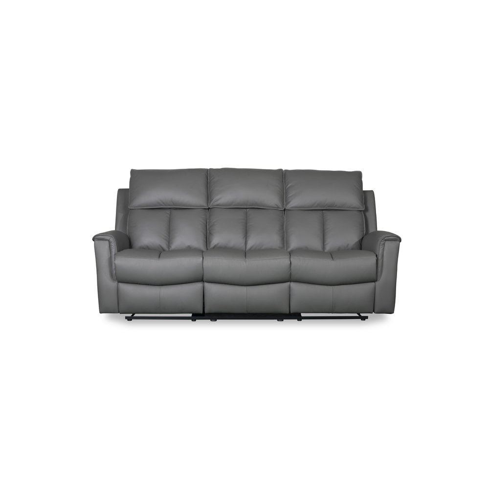 Bergamo Leather 3 Seater Recliner Sofa-Dark Grey