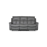 Bergamo Leather 3 Seater Recliner Sofa-Dark Grey