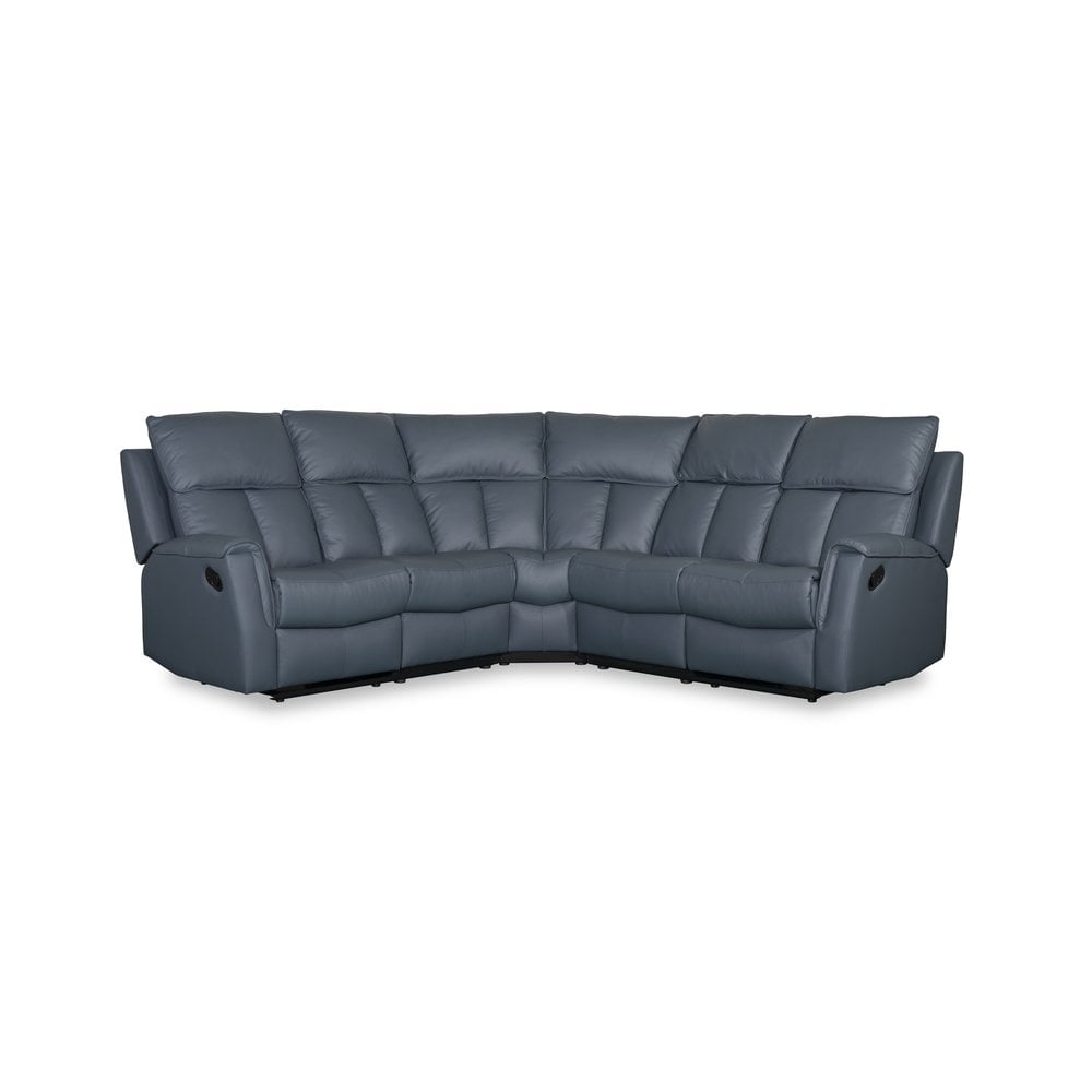 Bergamo Leather Recliner Corner Sofa-Blue Grey