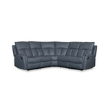 Bergamo Leather Recliner Corner Sofa-Blue Grey