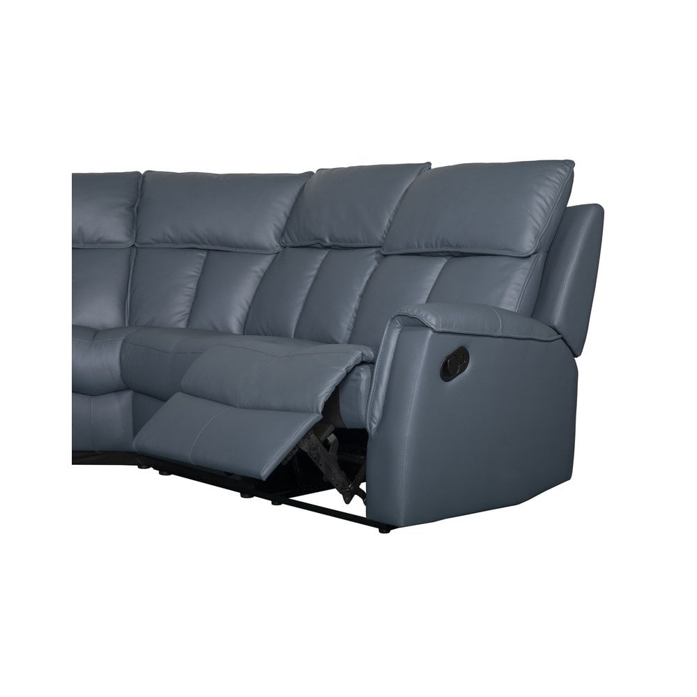 Bergamo Leather Recliner Corner Sofa-Blue Grey