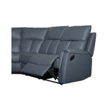 Bergamo Leather Recliner Corner Sofa-Blue Grey