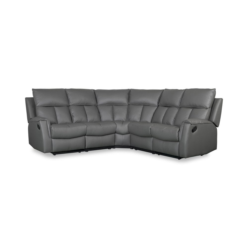 Bergamo Leather Recliner Corner Sofa-Dark Grey