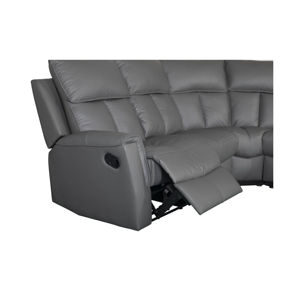 Bergamo Leather Recliner Corner Sofa-Dark Grey