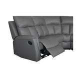 Bergamo Leather Recliner Corner Sofa-Dark Grey