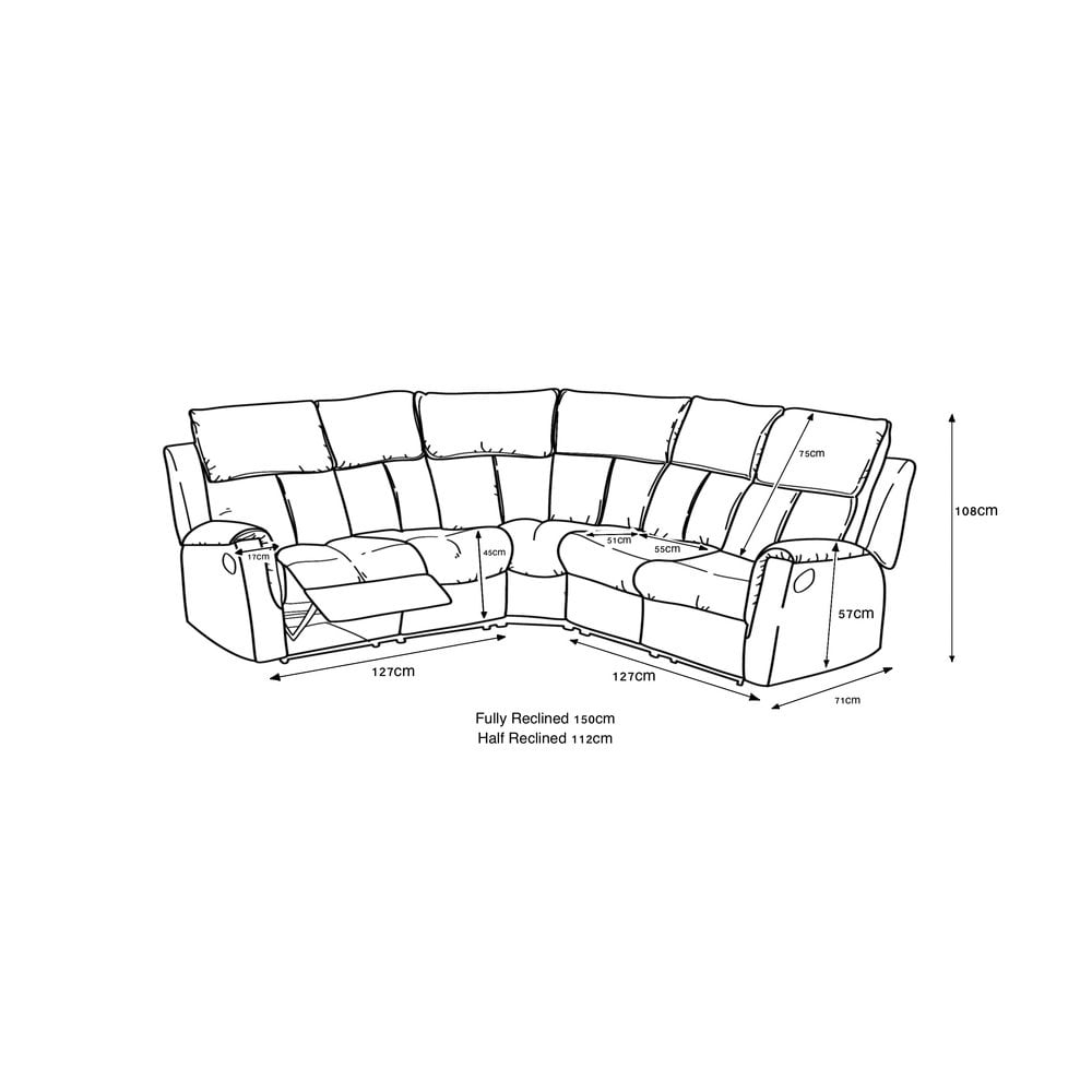 Bergamo Leather Recliner Corner Sofa-Dark Grey