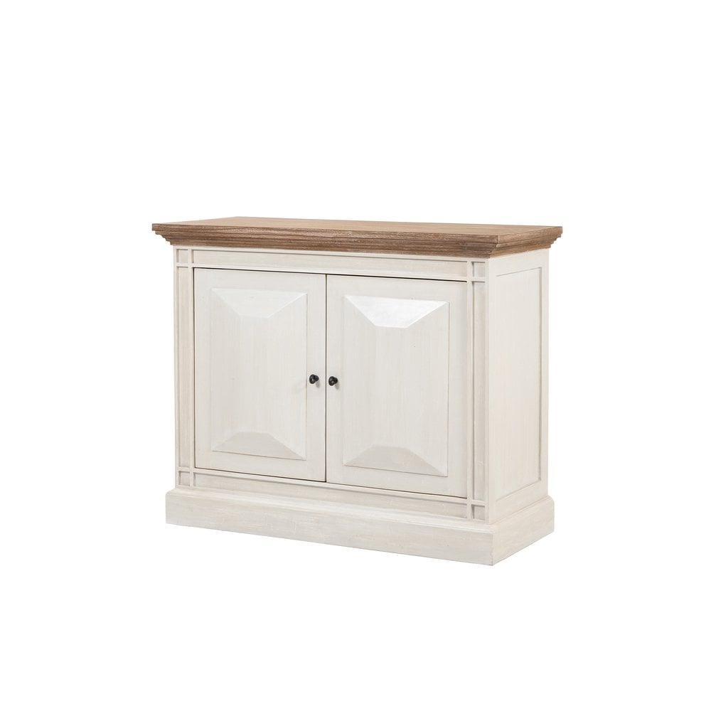 Devon 2 Door Chest - Rustic White /Oak Wash Top
