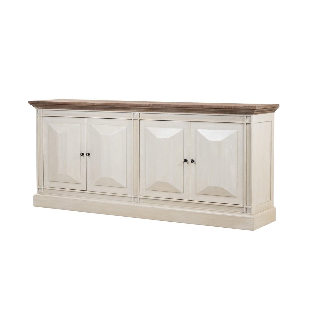 Devon 4 Door Sideboard - Rustic White /Oak Wash Top