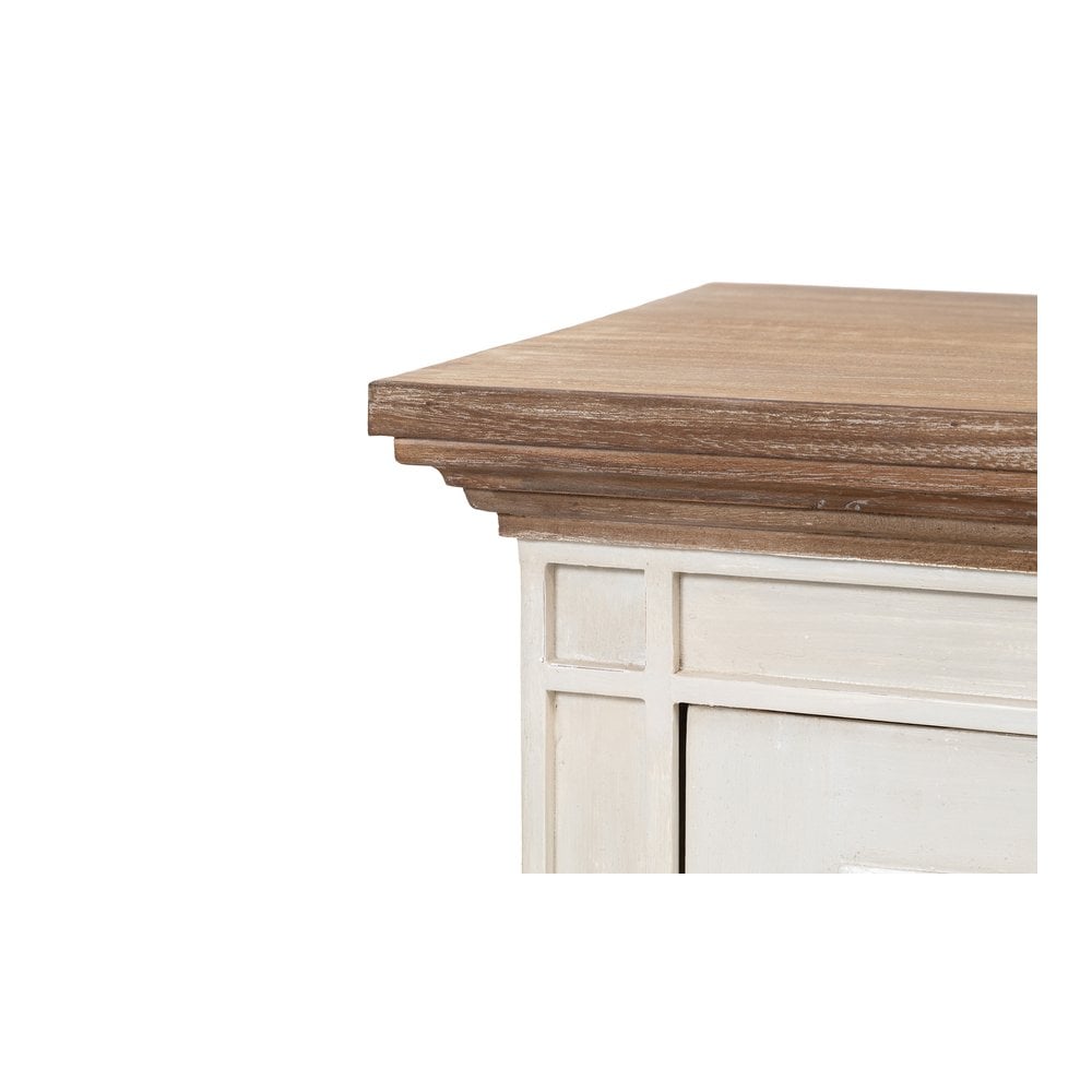 Devon 4 Door Sideboard - Rustic White /Oak Wash Top