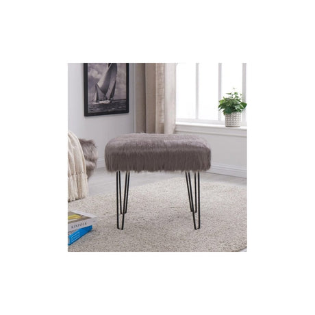 Faux Sheepskin Dressing Table Stool-Grey