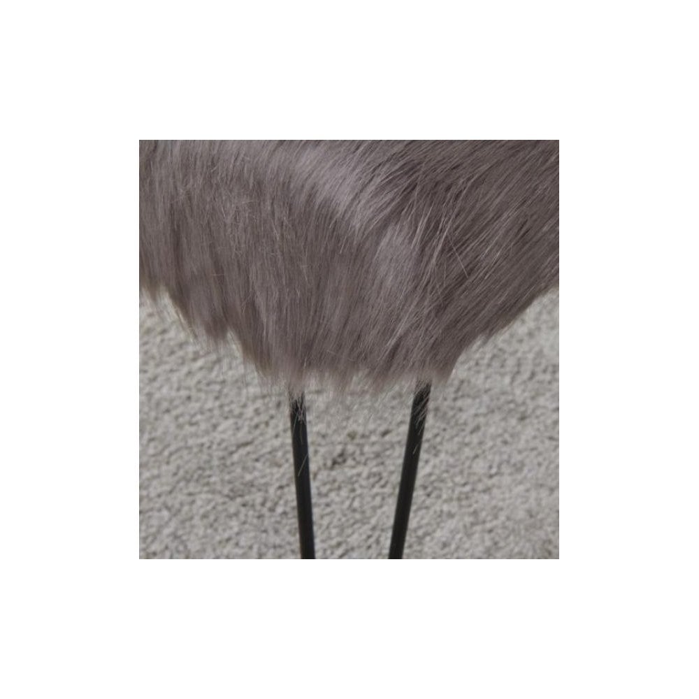Faux Sheepskin Dressing Table Stool-Grey