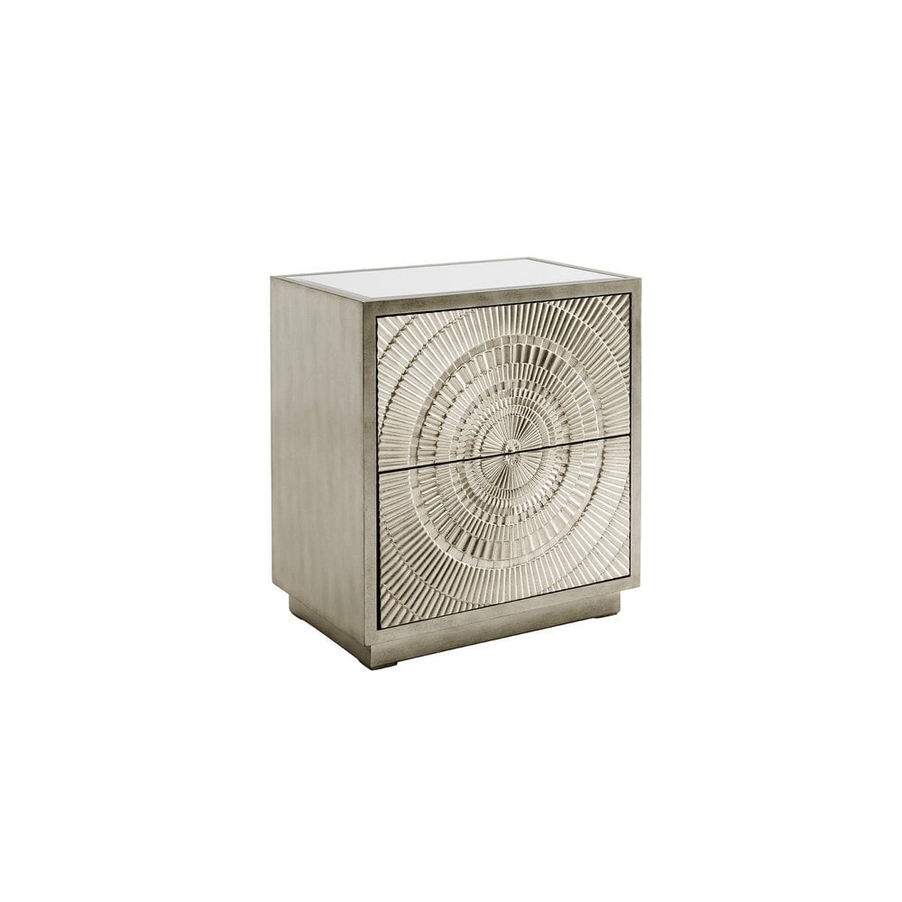 Frenso 2 Drawer Side Table-Silver