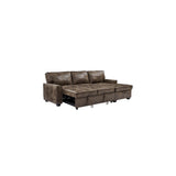 Havar Corner Sofa with Pull Out Sofa Bed & Storage - Brown Leather Aire (Left)