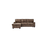 Havar Corner Sofa with Pull Out Sofa Bed & Storage - Brown Leather Aire (Left)