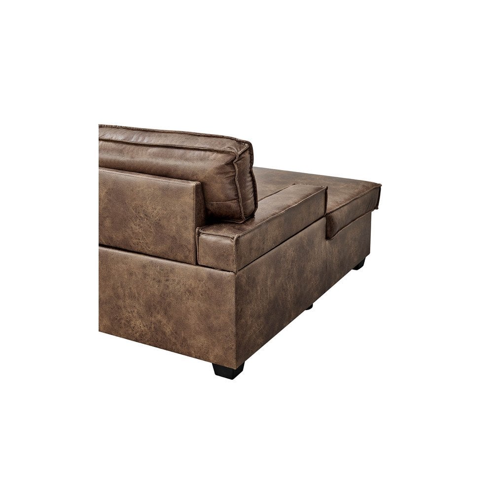 Havar Corner Sofa with Pull Out Sofa Bed & Storage - Brown Leather Aire (Left)