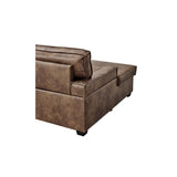 Havar Corner Sofa with Pull Out Sofa Bed & Storage - Brown Leather Aire (Left)