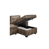 Havar Corner Sofa with Pull Out Sofa Bed & Storage - Brown Leather Aire (Right)