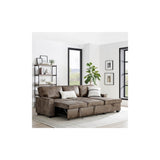 Havar Corner Sofa with Pull Out Sofa Bed & Storage - Brown Leather Aire (Right)