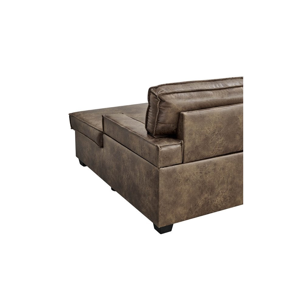 Havar Corner Sofa with Pull Out Sofa Bed & Storage - Brown Leather Aire (Right)