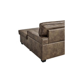 Havar Corner Sofa with Pull Out Sofa Bed & Storage - Brown Leather Aire (Right)