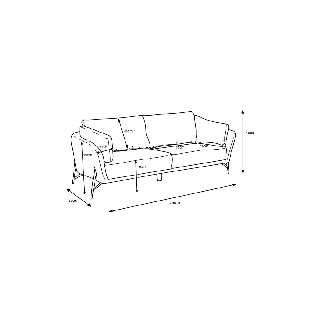 Hilton 3 Seater Sofa - Light Grey
