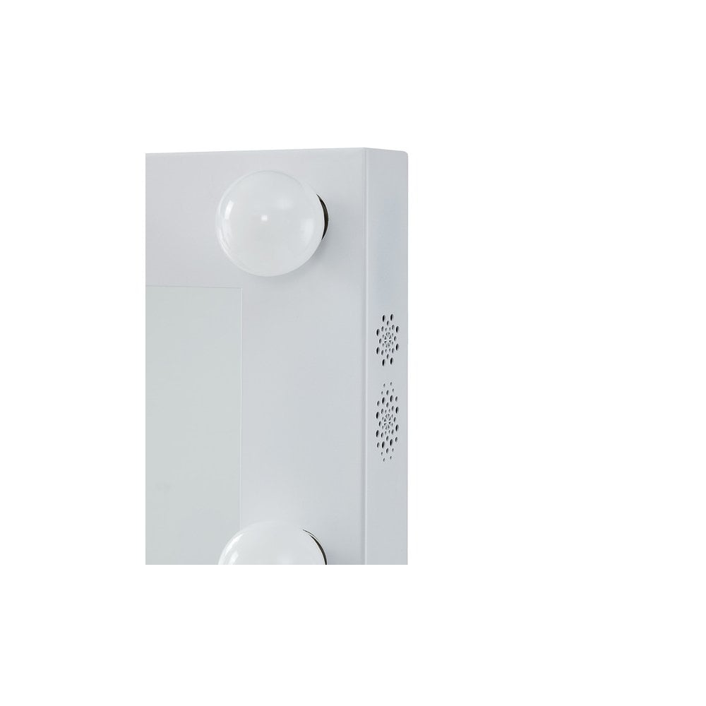 Hollywood Floor Mirror White with Bluetooth Speaker