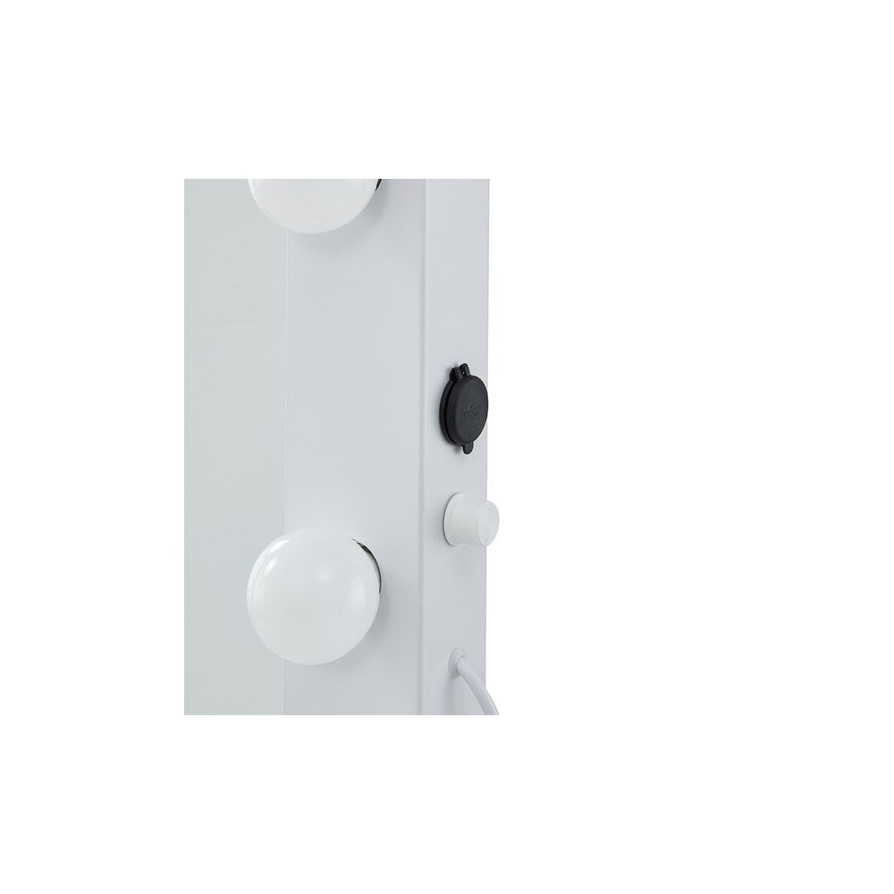 Hollywood Floor Mirror White with Bluetooth Speaker