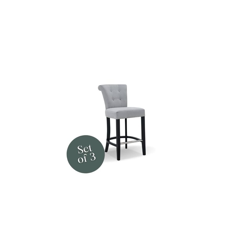 Knocker Back Breakfast Bar Stool Silver (Set of 3)