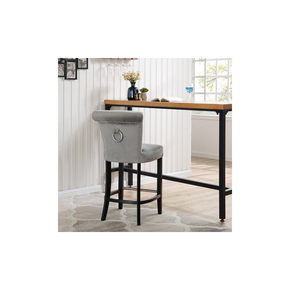 Knocker Back Breakfast Bar Stool Silver (Set of 3)
