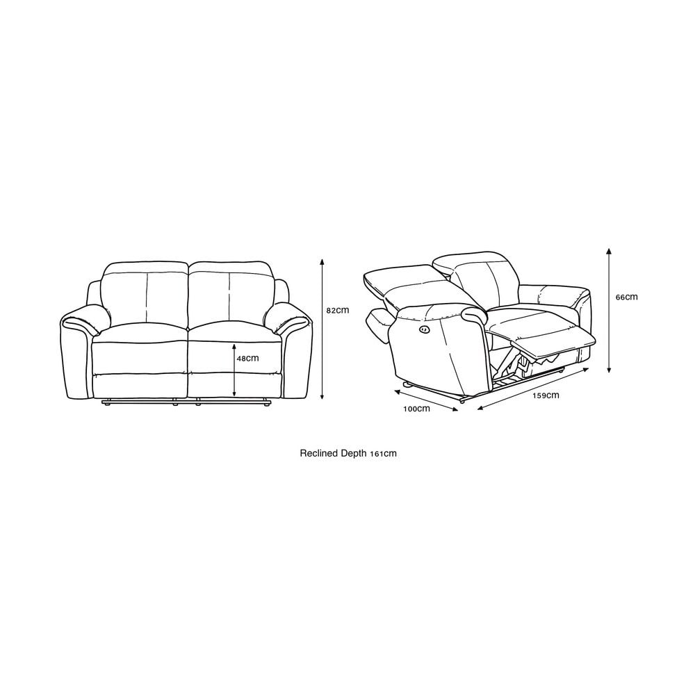 Madrid 2 Seater Electric Recliner - Charcoal