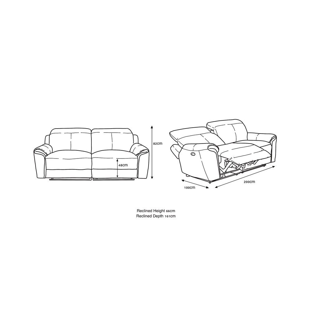 Madrid 3 Seater Electric Recliner - Charcoal