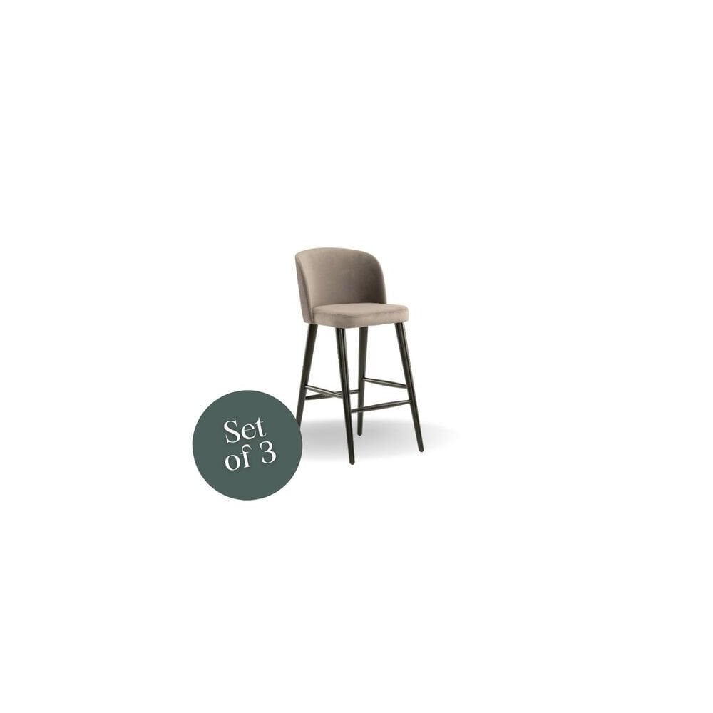 Nova Breakfast Bar Stool - Grey Velvet (set of 3)