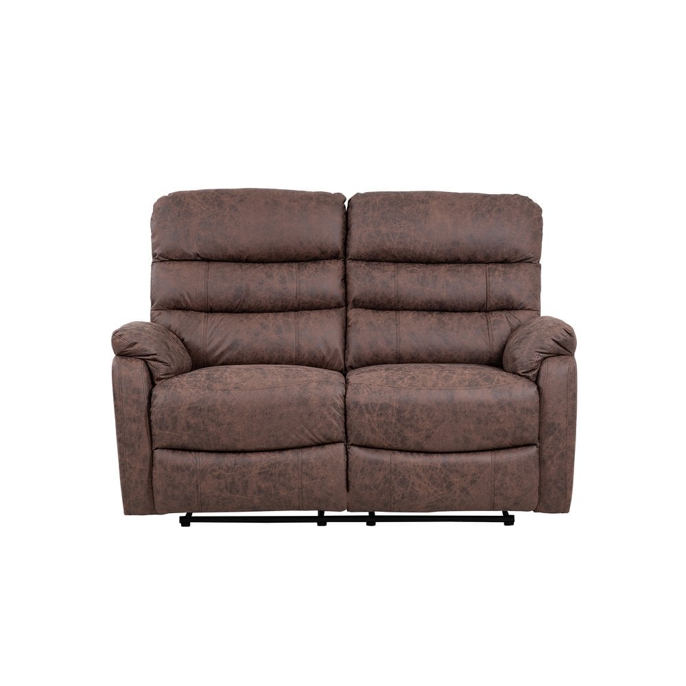 Taylor 2 Seater Recliner-Leather Air-Antique Brown Rub Off