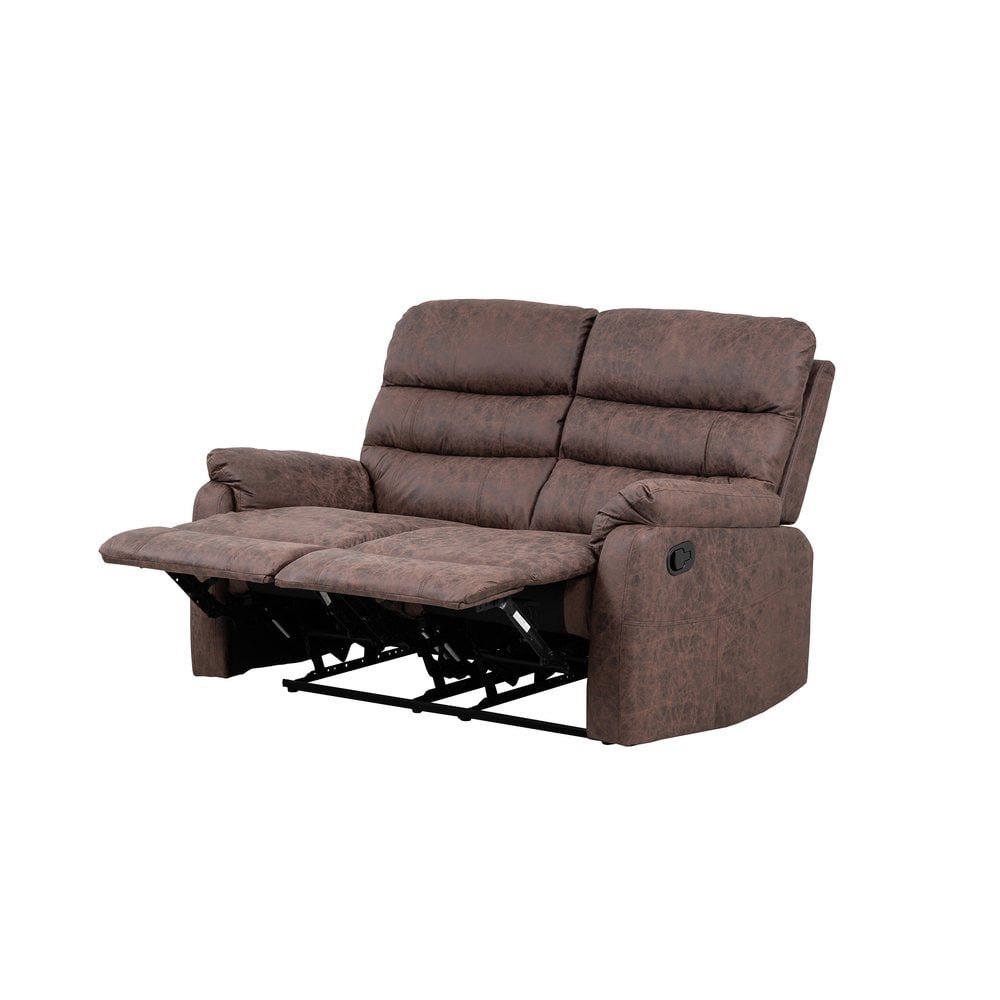 Taylor 2 Seater Recliner-Leather Air-Antique Brown Rub Off