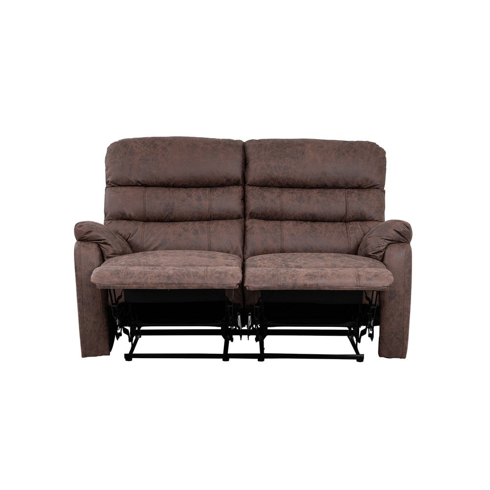 Taylor 2 Seater Recliner-Leather Air-Antique Brown Rub Off