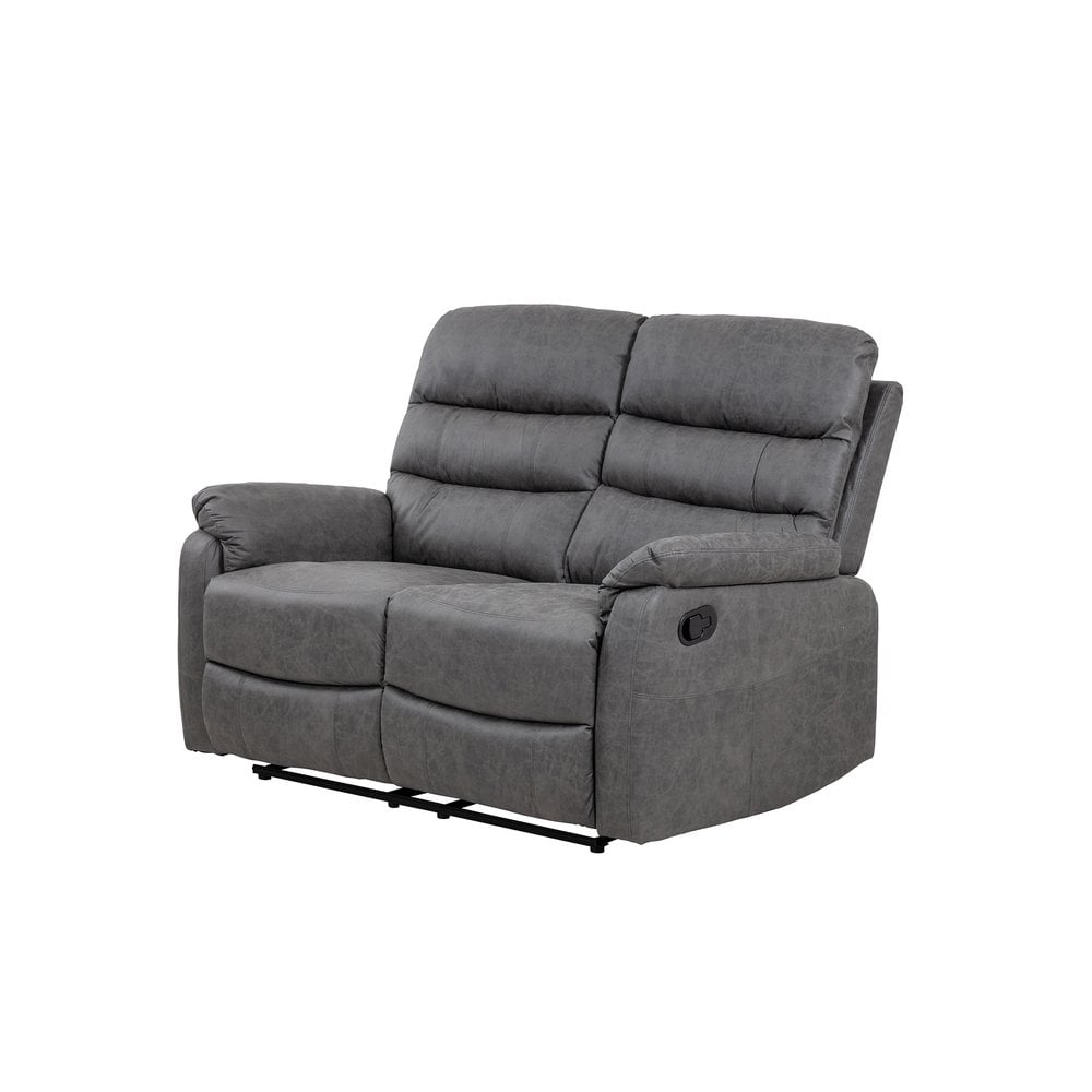 Taylor 2 Seater Recliner-Leather Air-Antique Grey Rub Off