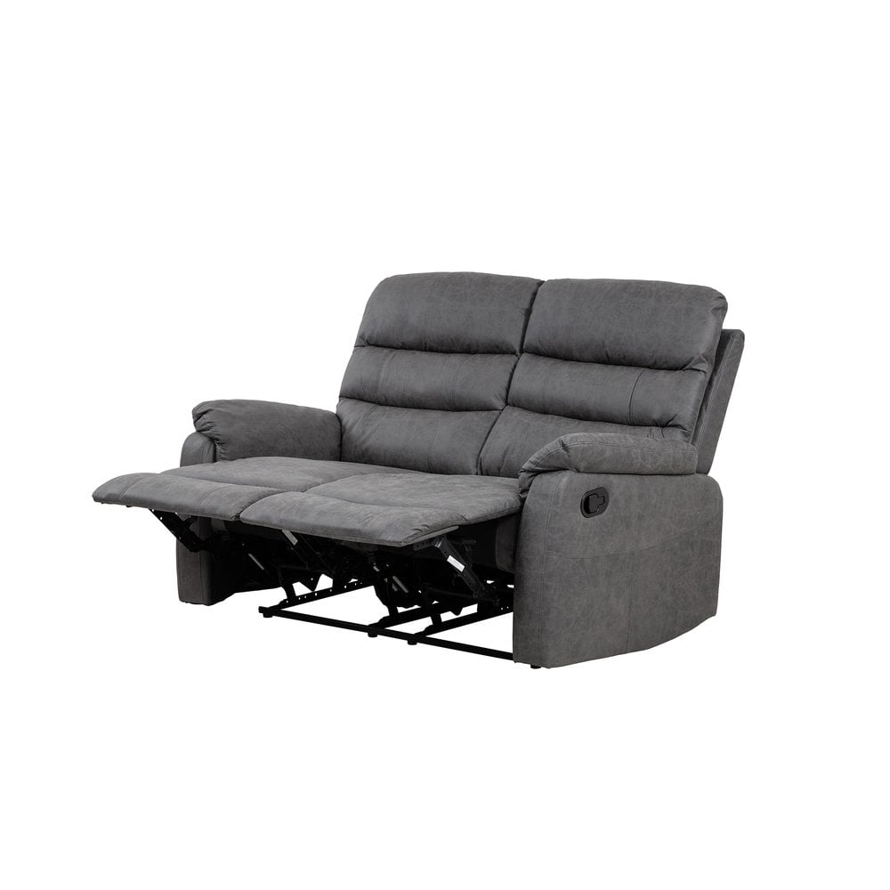 Taylor 2 Seater Recliner-Leather Air-Antique Grey Rub Off