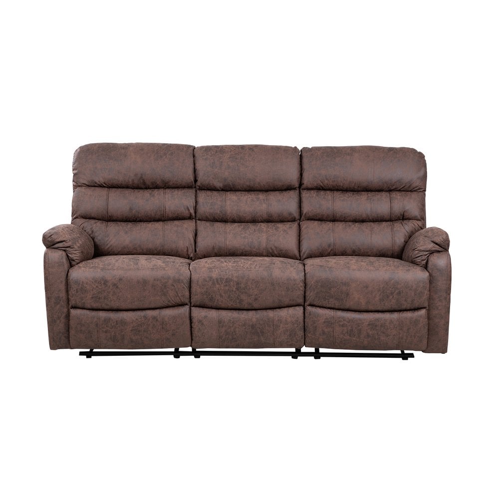 Taylor 3 Seater Recliner-Leather Air-Antique Brown Rub Off