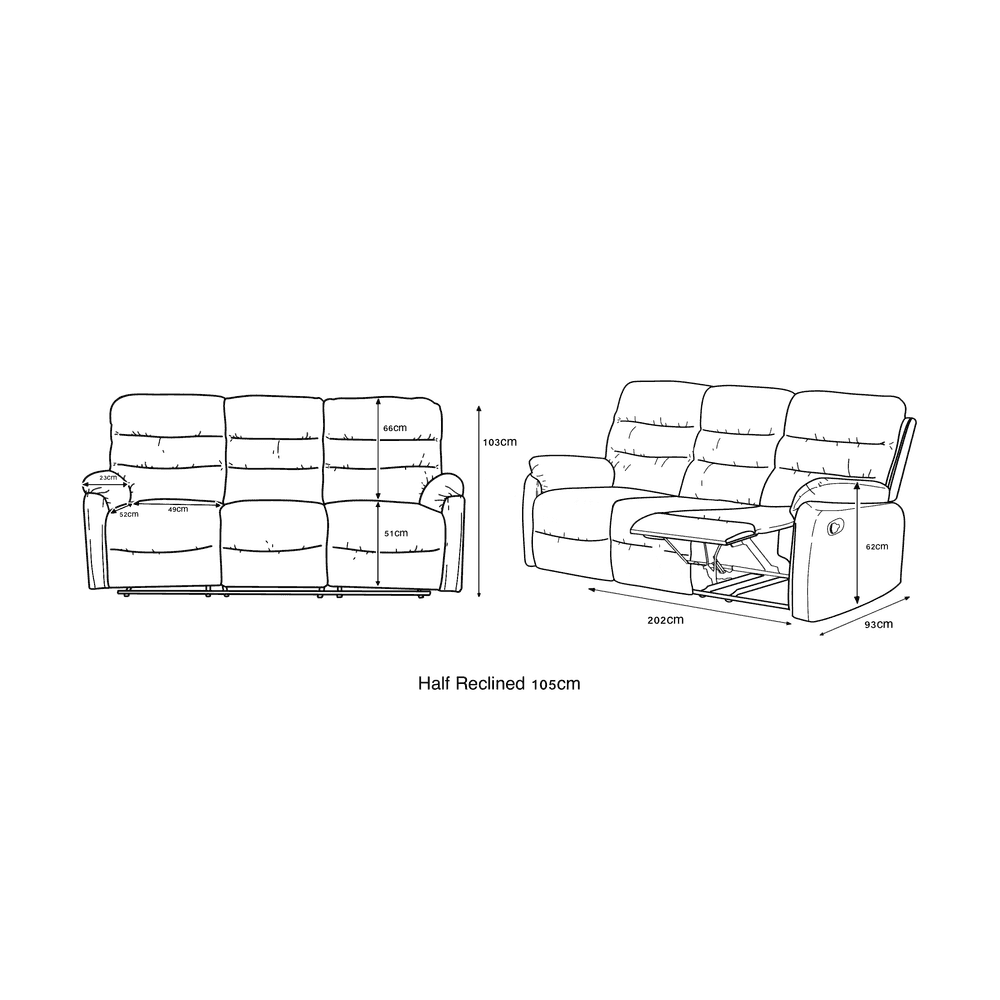 Taylor 3 Seater Recliner-Leather Air-Antique Brown Rub Off