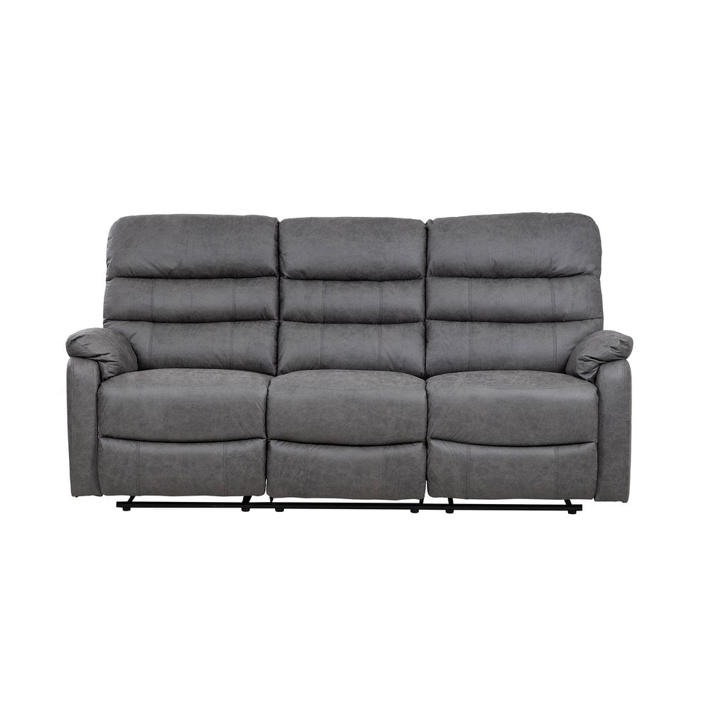 Taylor 3 Seater Recliner-Leather Air-Antique Grey Rub Off