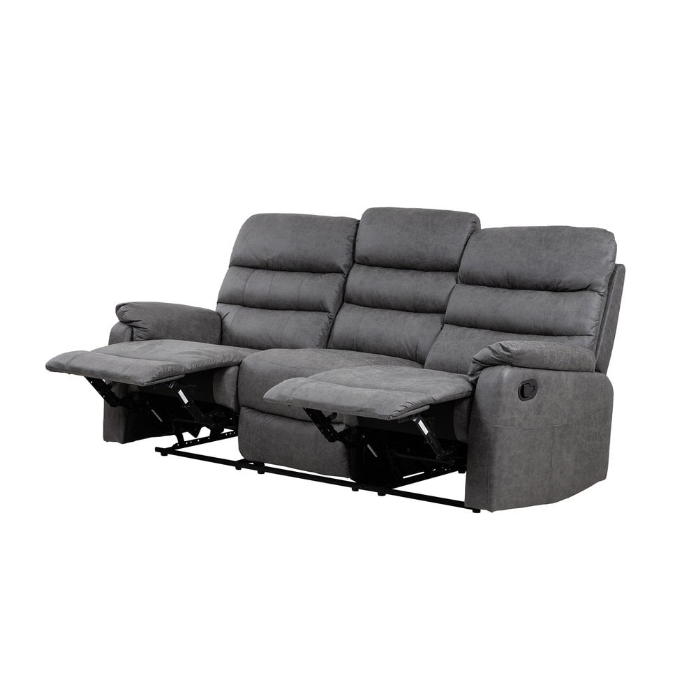 Taylor 3 Seater Recliner-Leather Air-Antique Grey Rub Off