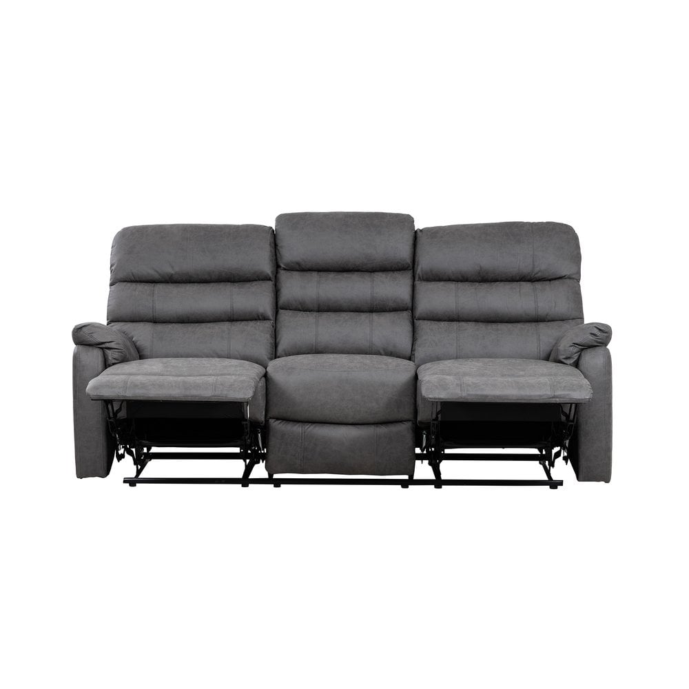 Taylor 3 Seater Recliner-Leather Air-Antique Grey Rub Off